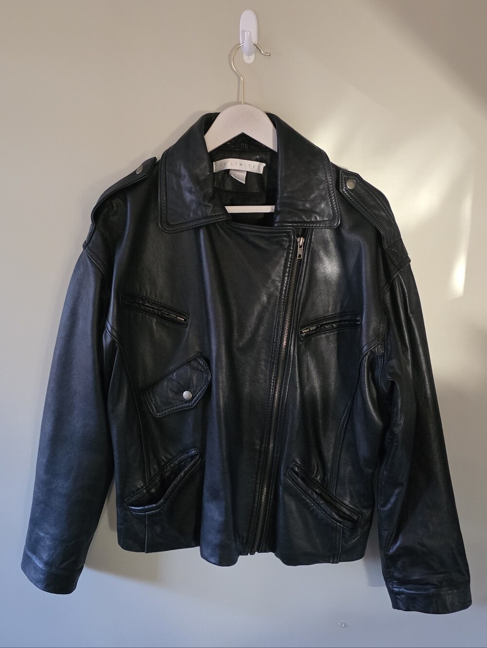 The Limited S Vintage 80s 90s Unisex Slouchy Leather Moto Bomber Jacket Biker